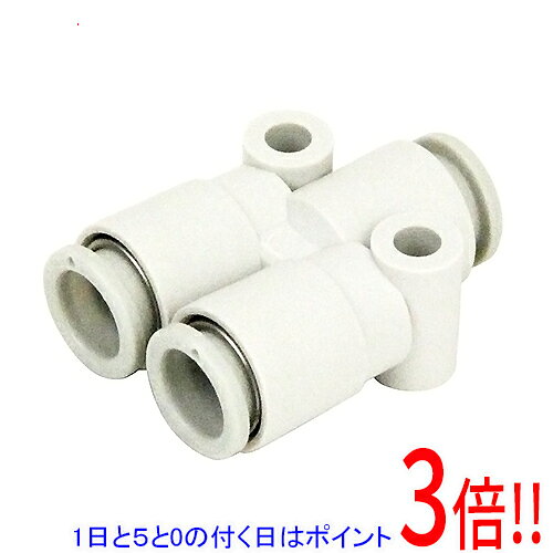 平日午前8時までにご注文・決済完了で提携倉庫より当日出荷いたします。なお、北海道・沖縄・離島の方は出荷まで2日〜7日かかります。予めご了承ください。ご注文・お支払い後は商品の手配を行いますのでのキャンセルはお受けできません。 代金引換のご注文はお受けできません。押し込むだけで接続、ワンタッチ分離が可能です。エア配管用チューブ管継ぎ手。同一方向のチューブ同士の分岐接続に使用します。●適用チューブ材質：ポリウレタン・ナイロン。●適用チューブ外径：8mm(×3口)。●使用圧力範囲：-0.1〜1MPa。●周囲温度：-5〜60度。●本体材質：PP・C3604・SUS304・NBR・他。※返品についてはこちらをご覧ください。　