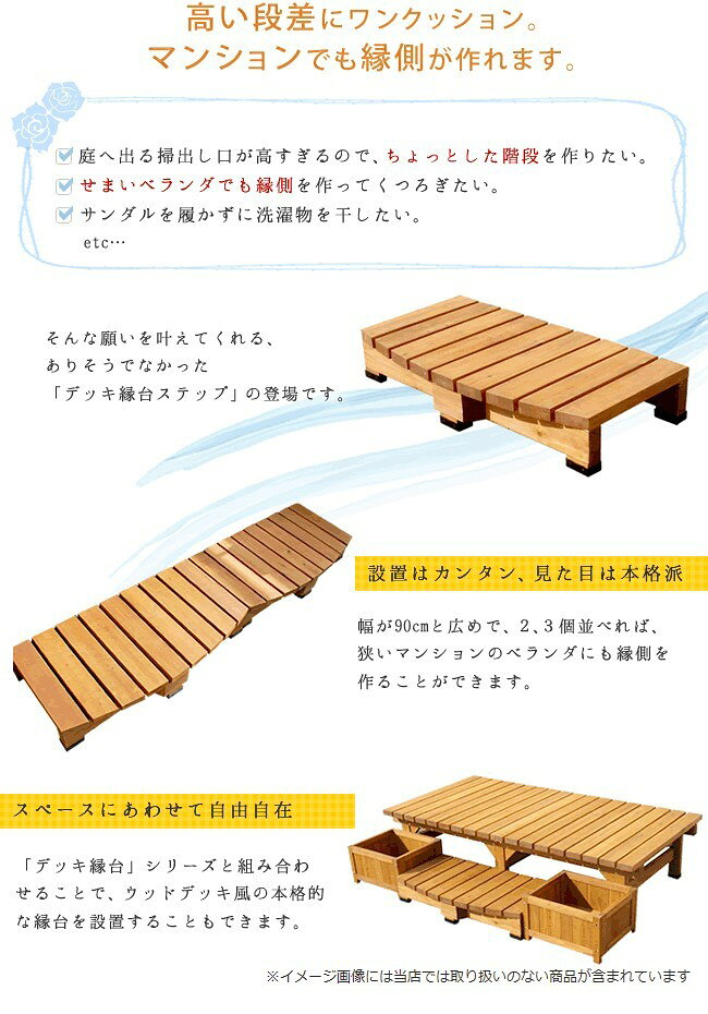 ウッドデッキ オプション デッキ縁台ステップ90 ダークブラウン (DES-90DBR) 木製 ※北海道＋3000円 【代引不可】