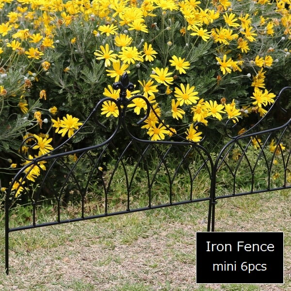 アイアンフェンス ミニタイプ 幅47×高さ40cm 6枚組 ブラック drape (IF-DR026-6P-BLK) ※北海道+3000円 【代引不可】