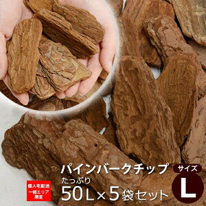 パインバークチップ 50リットル Lサイズ 5袋セット（約10kg×5袋）（5平米分） マルチング ガーデン 園芸用土