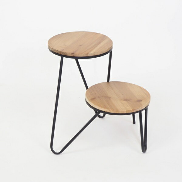 フラワースタンドダブルフロア (7527) 飾り棚 ディスプレイ アイアン ※北海道・沖縄・離島配送不可