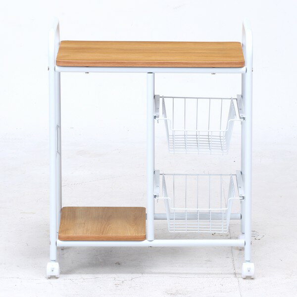 キッチンワゴン 幅56cm FBC-02-1 ホワイト/ナチュラル (15424) ※北海道・沖縄・離島配送不可 新生活 【代引不可】 [2]