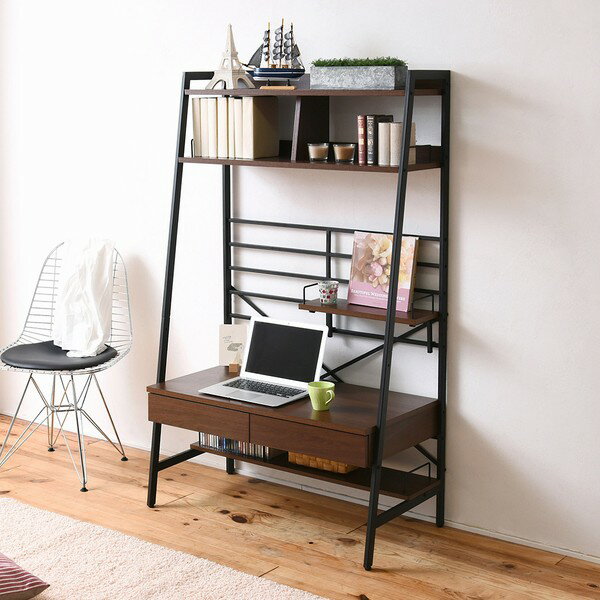 【セール】デスク パソコンデスク ブラウン 2WAY 上部収納 幅 90cm (KKS-0014-BR) 【カード決済限定】