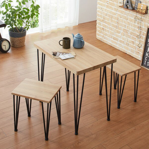 ダイニング 3点セット モダンナチュラル (62215) 木目調 アート クロシオ ※北海道・沖縄・離島送料別途見積 【代引不可】