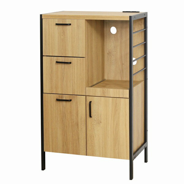 レンジ台 モダンナチュラル 幅60cm アート食器棚60-100 (23378) クロシオ キッチン収納 ※北海道・沖縄..