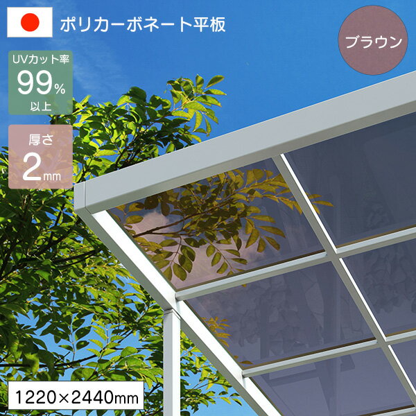 乐天商城 - ポリカーボネート板 平板 2mm ブラウン 1220×2440mm UVカット 紫外線 アイリス 【代引不可】