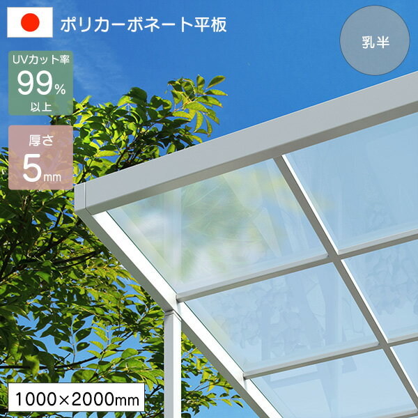 乐天商城 - ポリカーボネート板 平板 5mm 乳半 1000×2000mm UVカット 紫外線 アイリス 【代引不可】