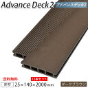 ウッドデッキ 人工木 アドバンスデッキ2 床材 25×140×2000mm 【12本セット】（54kg）　中空 ダークブラウン 樹脂 DIY 人工木材 デッキ用床板