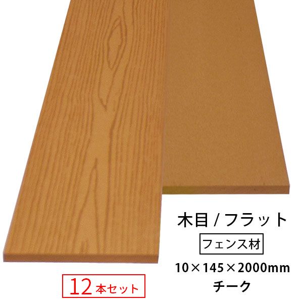 【1/16 1:59迄 5%クーポン】 【送料無料】【12本セット】ウッドフェンス 人工木 (幅広) アドバンス3/オーロラ2 共通 フェンス板 （木目／フラット） 10×145×2000mm（49.2kg）チーク