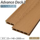 ウッドデッキ 人工木 樹脂 DIY 25×140×2000mm（4.5kg） チーク アドバンスデッキ2 床材 面材 中空材 人工木材 デッキ用床板