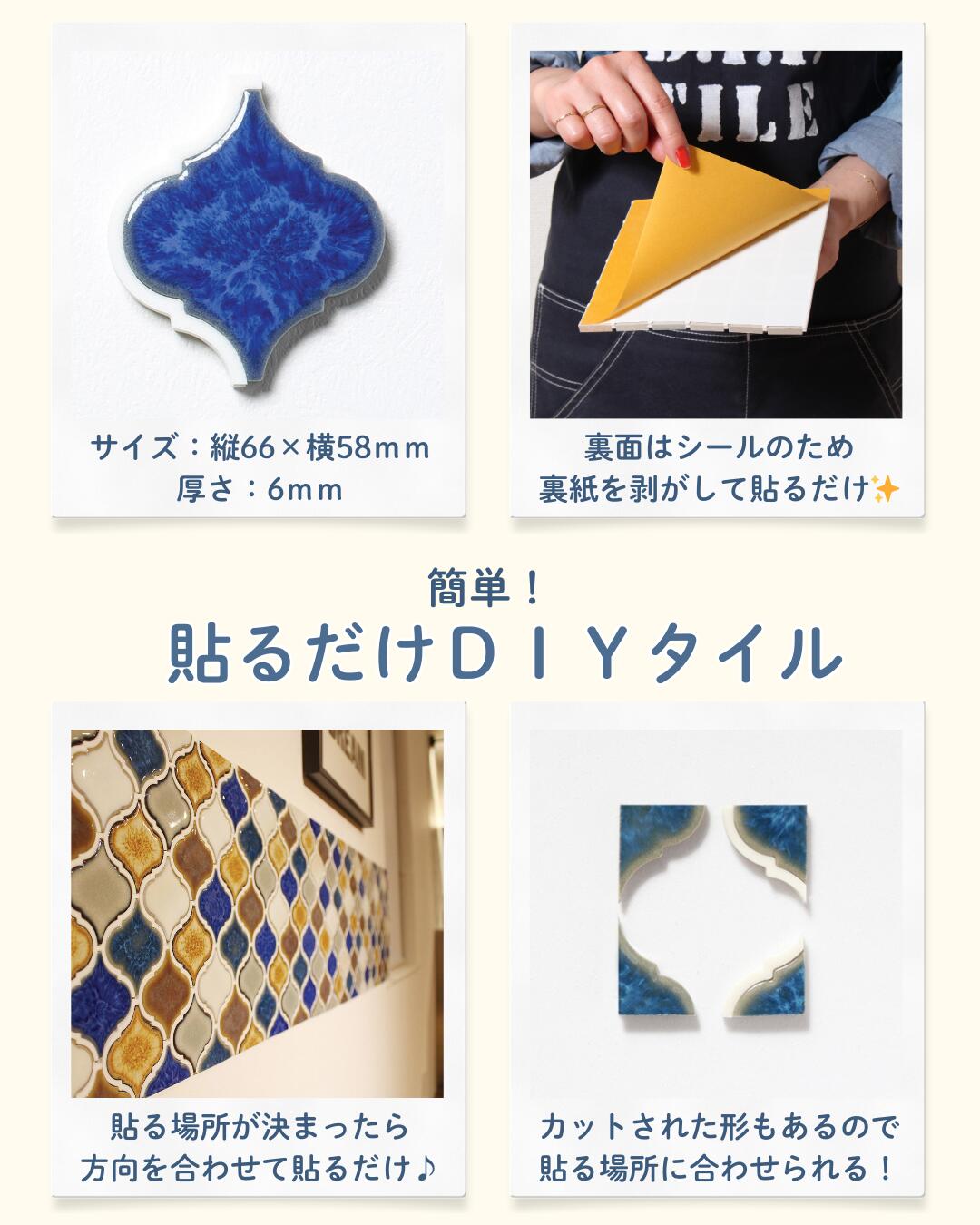 DIYタイル公式【ランタン(レトロカラー):ヨコ半分上下セット 】タイルシール　カフェ風 おしゃれ インテリア リフォーム タイル DIY 2