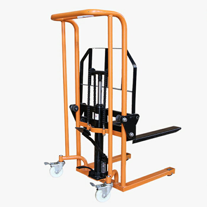 後方キャスター360度回転 運搬車 台車 ハンドフォークリフト ペダル式 油圧式昇降 リフトカート テーブ..