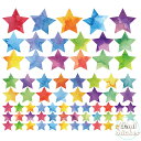 ウォールステッカー 星 スター カラフル レインボー イラスト風 虹色 使いやすい クリスマス 貼ってはがせる 壁飾り インテリアシール 壁デコシール メール便