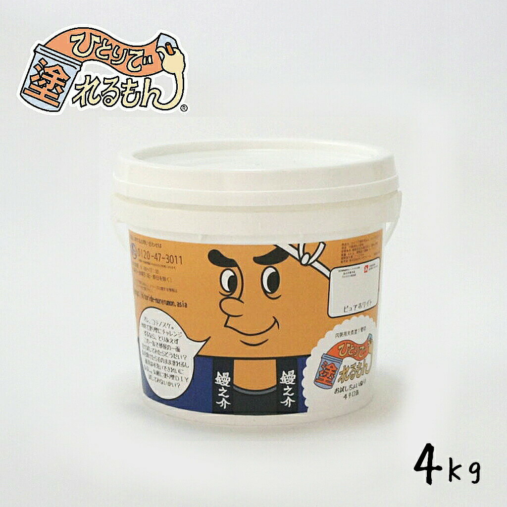 ひとりで塗れるもん ピュアホワイト 4kg DIY用天然塗り壁材 室内用塗り壁材 内壁塗装 室内塗装 防カビ 湿度調整 消臭 断熱 保湿 調湿効果 天然素材 漆喰 しっくい 壁紙 土壁の上から 柔らかく 塗りやすい 初心者 オンザウォール 北海道・沖縄・離島配送不可のサムネイル