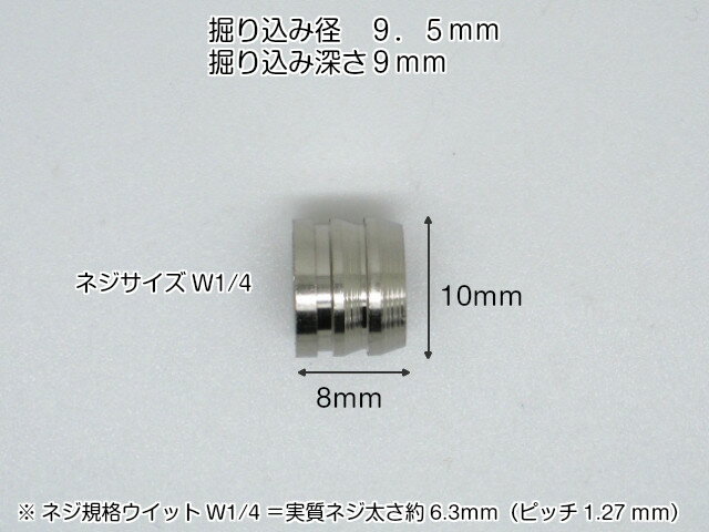 ネジW1/4 ダボ棚受 Φ10×8mm メン ...の紹介画像2