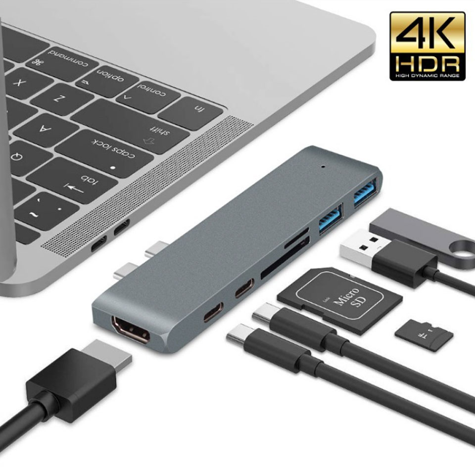 ڥ᡼̵ usb-c ϥ 7in1 USB Type-c ϥ LAN USBϥ ޥϥ ɥ꡼ ޥݡȥץ Type-C microSD USB3.0 4K HDMI Ѵץ 4K MacBook Pro 2016/2017/2018 MacBook Air 2018 y4