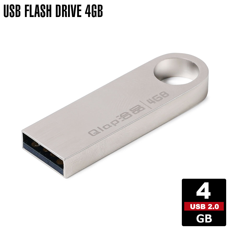 【メール便送料無料】 USBメモリ 4GB USB2.0対応 usbメモリ 小型 シルバー 亜鉛合金 USBメモリー ストラップホール 外付け パソコン メ..