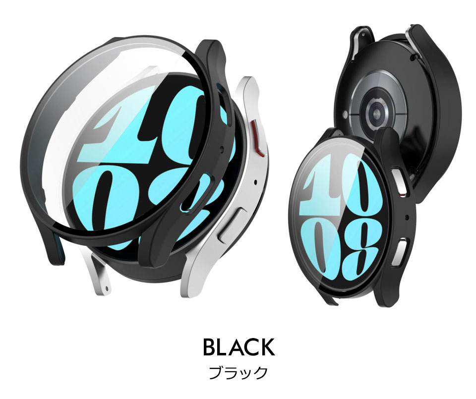 galaxy watch 6 ケース ハードケース 強化ガラス ギャラクシーウォッチ6ケース カバー 44mm 40mm クリアケース スマートウォッチケース フレーム一体型 ブラック ローズゴールド シルバー galaxywatch6ケース y1
