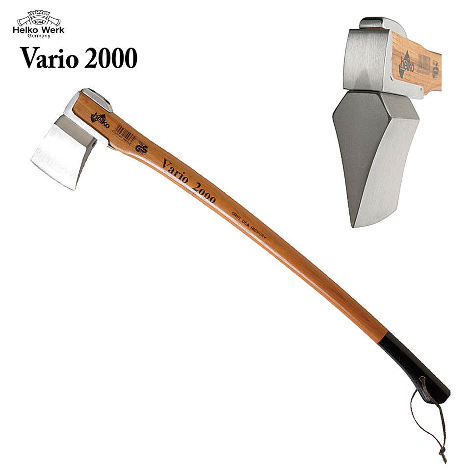 画期的なキットによって簡単に柄の交換が行える、交換方式のアックスです。 ネジ留めによる新しいブレード固定方法の採用により、刃の緩みの問題を克服しました。 刃と柄の間にあるアイアン製プロテクターは、もしもの強い衝撃から柄を守ります。 ■タイプ：Helko ヘルコ社製 VARIO 2000 バリオ ヘビースプリッティングアックス ■品番：vr-7 ■サイズ：全長90　刃の重さ2.3kg 【発送とご注文について】メーカー直送商品。※メーカー在庫により納期が予定より遅れることがあります、あらかじめご了承ください。 【商品のコンディション】新品でコンディションは良好です。※写真はできるだけ実物に近い色を表現できるよう努めておりますが、ご利用のPCやスマホなど表示機器の都合上、若干の差異が生じますことをあらかじめご了承ください。『Helko ヘルコ社製 VARIO 2000 バリオ ヘビースプリッティングアックス』：vr-7 画期的なキットによって簡単に柄の交換が行える、交換方式のアックスです。 ネジ留めによる新しいブレード固定方法の採用により、刃の緩みの問題を克服しました。 刃と柄の間にあるアイアン製プロテクターは、もしもの強い衝撃から柄を守ります。 ご購入前にお読みください タイプ Helko ヘルコ社製 VARIO 2000 バリオ ヘビースプリッティングアックス 品番 vr-7 サイズ 全長90　刃の重さ2.3kg 商品について ゾーリンゲンの名品：世界市場において最高品質の斧のブランド名として確立されてきました。Helko社は、ドイツ国内、ヨーロッパはもとより森林を有し、薪を必要とするほとんどの国に輸出され、信頼のブランドとして流通しています。 ルールの「鋼」無くしてドイツに繁栄なし、と言わしめたルール工業地帯の良質な鉄により最高峰ブランドHelkoの強靭な斧が生まれました。 世界一の厳しさといわれるドイツ工業規格(DIN)の厳格な基準に従って製造されており、ヨーロッパで最も権威のあるレムシャイト試験研究所で安全検査を行っています。その合格の証としてVPA/GSマークが付けられています。 斧はナイフのように切れる必要性がなく、鉄の刃の質量が重要でこの斧の一撃は堅い木を何度も割ったことと同じ意味を持ちます。 斧の柄はヒッコリーの心材が用いられており、最強の硬度、衝撃に対する抵抗力、粘り、曲げる力に対する反発力が特徴とされています。 スキー板やドラムスティック、体操の平行棒のバーなどにも使用されていることから、この木材の特性を見抜いた用途といえます。 画期的なキットによって簡単に柄の交換が行える、交換方式のアックスです。 ネジ留めによる新しいブレード固定方法の採用により、刃の緩みの問題を克服しました。 刃と柄の間にあるアイアン製プロテクターは、もしもの強い衝撃から柄を守ります。 注意点 メーカー直送商品です。※メーカー在庫により納期が予定より遅れることがあります、あらかじめご了承ください。 写真はできるだけ実物に近い色を表現できるよう努めておりますが、ご利用のPCやスマホなど表示機器の都合上、若干の差異が生じますことをあらかじめご了承ください。 商品の入荷時期により色味やデザイン、仕様等が変更される場合がございますのであらかじめご了承ください。 ■本製品を使用して発生した事故・トラブル・破損等につきましては一切の責任を負いかねます。