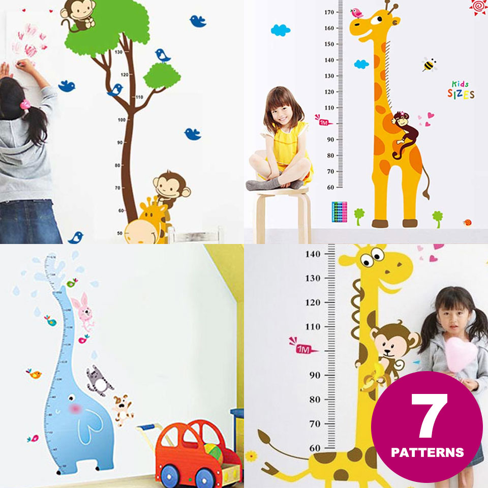 ウォールステッカー 身長計 子供 動物 目盛り 木 貼ってはがせる wall sticker ステッカーシール 全7種 アニマル かわいい きりん ぞう..