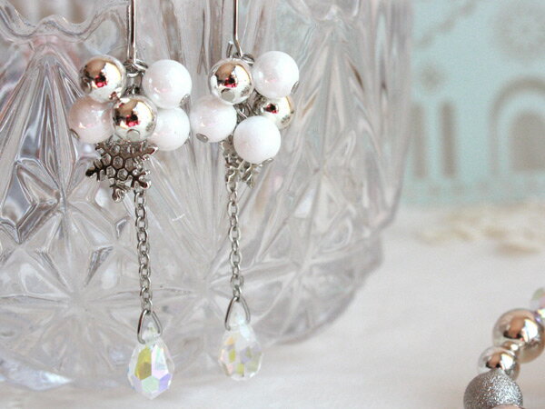 雪の結晶（銀）ロングピアス/イヤリング【日本製】