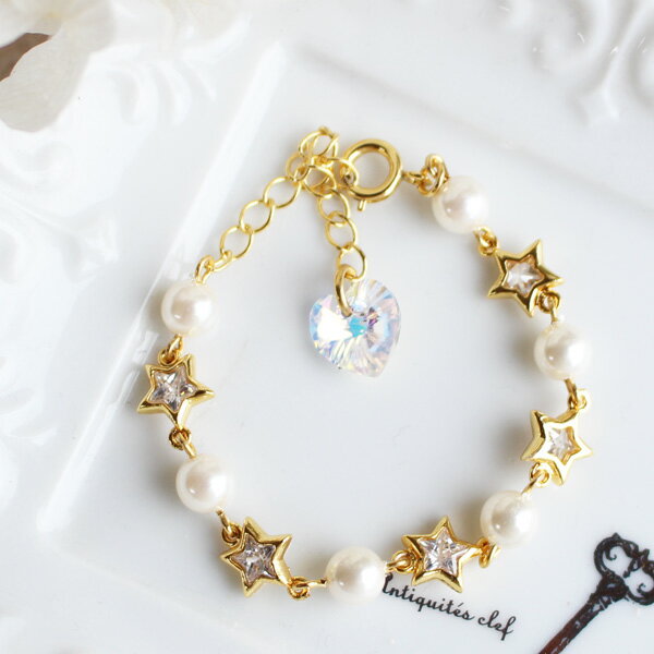 樂天商城 - キュービックジルコニアチャームパールブレスレット【日本製】