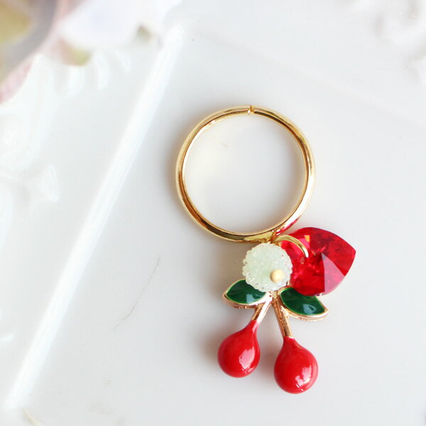 さくらんぼ赤ハートリング【日本製】【フリーサイ...の紹介画像2