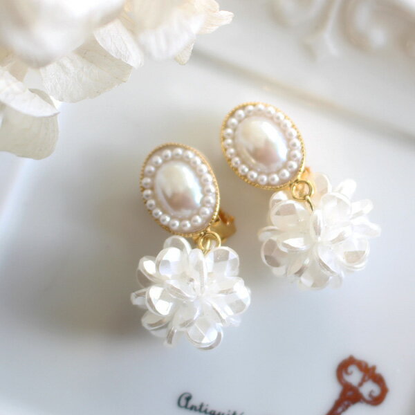 樂天商城 - スノーフラワーパールオーバルイヤリング/イヤークリップ【日本製】