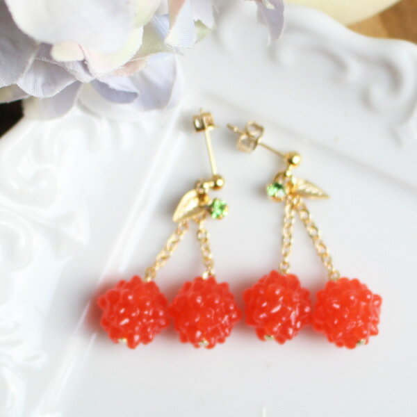 【SALE】赤粒さくらんぼピアス/イヤリング【日本製】