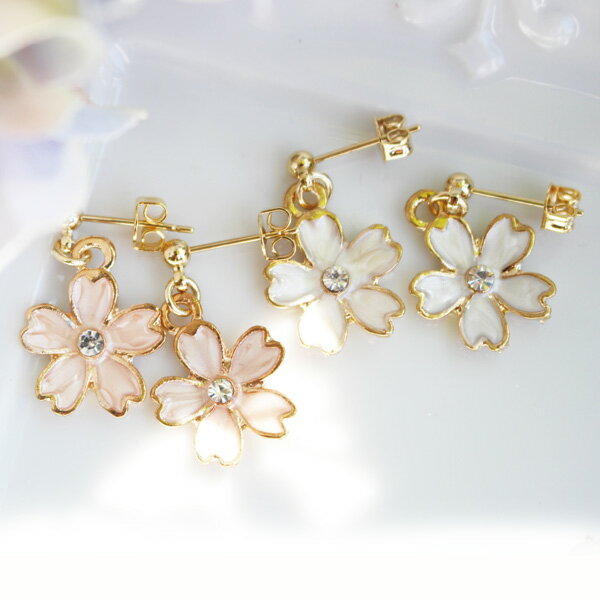メタル桜一粒ピアス/イヤリング【日本製】