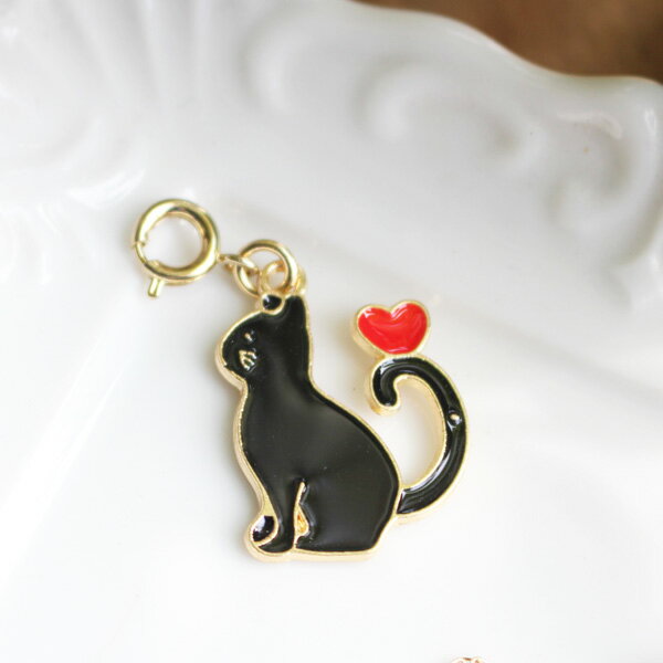 黒猫チャーム/ファスナーチャーム【日本製】