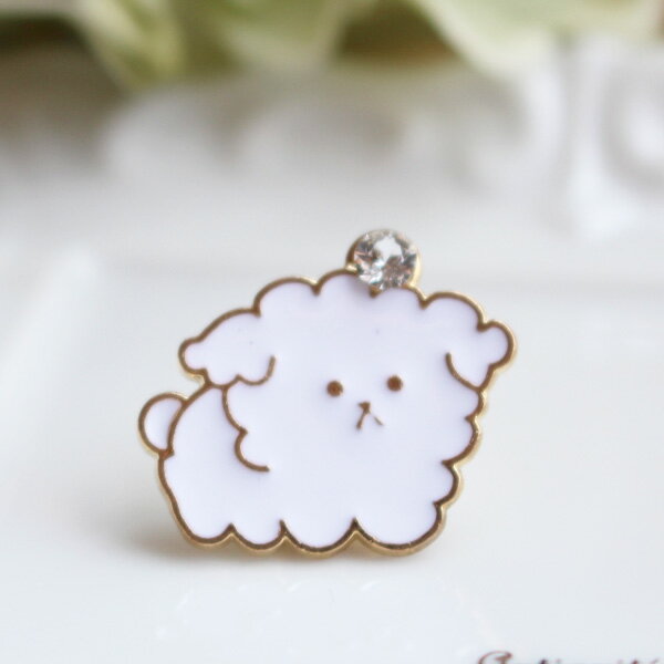 もこもこ犬タックピン/ラペルピン【日本製】