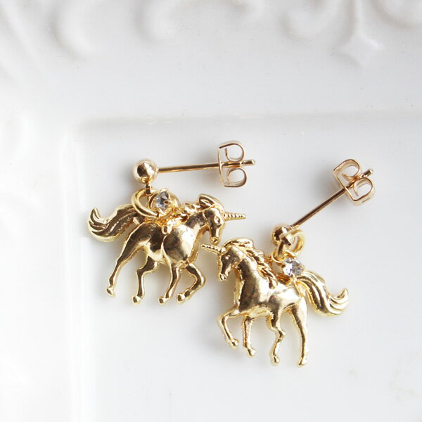 樂天商城 - ユニコーン一粒ピアス/イヤリング【日本製】