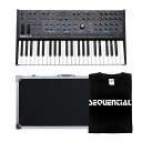 楽器種別：新品シンセサイザー/SEQUENTIAL 商品一覧＞＞シンセサイザー【165，000円〜310，000円】 商品一覧＞＞1998年開店 渋谷発・国内最大級DJ機器専門店です！SEQUENTIAL TAKE5 シンセサイザー・電子楽器 シンセサイザー商品説明Prophet の血統を継ぐ新世代の5ボイス・アナログポリシンセTAKE5 はコンパクトでパワフルな VCO/VCF ベースの5ボイス・アナログ・ポリフォニック・シンセサイザーです。どこへでも連れていくことができるポータブルなサイズに、高品質なフルサイズ44鍵キーボードを搭載、TAKE5 で初めて搭載された「ロースプリット機能」により44鍵を超える演奏が可能です。音源は2基のアナログ VCO と Prophet-5 Rev4 の血統を継ぐ4ポールのレゾナント・アナログ・フィルターを中心としたパワフルなサウンドエンジンを搭載。モジュレーション・マトリクスやデジタル・エフェクトをはじめとした多くの機能を活用して幅広いサウンドを生み出すことができます。シンプルかつ奥深いこの設計は、アナログポリシンセの入門者やシンセサイザー初心者から、プロのキーボーディスト、トラックメイカー、プロデューサーまで幅広いユーザーにアナログ・ポリシンセの無限の可能性をもたらします。最高の SEQUENTIAL クラシック・サウンドと創造力を多くの人々へ。TAKE5 はアナログ・ポリシンセ新時代のスタンダード・モデルです。■TAKE5 でアナログ・ポリシンセの世界へ飛び込もうVCO、VCF、EG、LFO...クラシックなシンセサイザーの設計を踏襲し、直感的で使いやすい設計の TAKE5 はアナログ・ポリシンセの世界へ飛び込むのに最高の入り口です。入門機種として手頃な価格を実現しつつ、一切の妥協ない本格的な設計、バリエーション豊かでパワフルなアナログ・サウンド。いくつもの時代を超えて愛され続けている SEQUENTIAL サウンドを手に入れることができる TAKE5 はあなたのミュージック・ライフに末長く寄り添う1台になるでしょう。■コンパクトなボディにすべてを詰め込んだ、プロのキータッチ。ロースプリット機能で44鍵の可能性を超える演奏性を実現。TAKE5 はそのコンパクトなボディに、必要なすべてを詰め込んでいます。ピッチベンドとモジュレーション・ホイールはコントロール・パネルに設置し、キーボードはそのコンパクトな横幅を余すことなく埋め尽くす、高品質なイタリア Fatar 社製の44鍵キーボードを搭載。他の SEQUENTIAL シンセと同様、その演奏性に妥協はありません。ロースプリット機能を使用すれば、1つのサウンドの中でキーボードを任意の位置で2分割し、演奏するオクターブの範囲を左右で分けることができます。たとえば左の1オクターブ半の範囲で2オクターブ下のベースを、右の2オクターブの範囲でコードを演奏するといった、44鍵を超える演奏が可能になります。■Prophet-5 Rev4 の血統を受け継ぐパワフルな4ポール・アナログ・フィルターTAKE5 にはアナログポリシンセの王である Prophet-5 Rev4 の血統を受け継ぐ4ポール・アナログ・フィルターが搭載されています。Prophet-5 に代表される伝統的な SEQUENTIALサウンドを受け継ぎ、なめらかで温かくパンチのあるそのサウンドはステージで他の楽器に埋もれることなく、クリアに鳴り響くでしょう。■無限の音作りを可能にするモジュレーション・マトリクスモジュラーシンセサイザーでパッチケーブルを繋いで音作りをするように、柔軟なアイデアを実現できるのがモジュレーション・マトリクスです。ソースとデスティネーションを繋いで、ユニークなアイデアを実現しましょう。2基の LFO、2基の ADSR + Delay エンベロープ、ホイール、ペダル、キーボードのプレッシャーやベロシティ、その他様々なモジュレーション・ソースを活用できます。下の例は無限のアイデアのほんの一部です。■2系統のデジタル・エフェクトTAKE5 は1系統のマルチエフェクトと1系統のリバーブ、合計2系統のデジタル・エフェクトを搭載しています。マルチエフェクトはいずれもヴィンテージ・エフェクトやクラシックなスタイルのエフェクトを再現しており、いずれか1種類を使用できます。マルチエフェクトとは別に1系統のリバーブを同時に使用できます。■64ステップ・シーケンサーとアルペジエーターTAKE5 はパワフルな64ステップ・シーケンサーとアルペジエーターを搭載しています。64ステップ・シーケンサーはタイと休符をプログラム可能な、クラシックなスタイルのステップシーケンサーです。1ステップごとに最大5ノート、最大64ステップのフレーズを直感的にプログラムして再生することができます。ライヴパフォーマンスや、思いついたフレーズのメモなどに使用できます。■マルチエフェクト・ステレオディレイ・BBD ディレイ・テープディレイ・コーラス・フランジャー・フェイザー・リングモジュレーター・ヴィンテージ・ローターリー・スピーカー・ディストーション・ハイパス・フィルター2系統のデジタルエフェクトとは別にオーバードライブを搭載しています。コントロール・パネル左上のノブを回すことでサウンドに適度な歪みと倍音を加えたり、攻撃的で鋭いサウンドに変化させることができます。■製品仕様●オシレーター・ボイスごとに2基のアナログ VCO・オシレーターごとに連続可変ウェーブシェイプ（サイン波、ノコギリ波、可変幅パルス波）・ハードシンク : オシレーター1からオシレーター2へシンク・ボイスごとに矩形波サブオクターブ・ジェネレーター（オシレーター1）・オシレーターごとにキーボード・トラッキングの ON/OFF を切り替え可能・フロントパネル FM（フリーケンシー・モジュレーション）●ミキサー・オシレーター1アマウント・オシレーター1サブオクターブ・アマウント・オシレーター2アマウント・ホワイトノイズ/ピンクノイズ・アマウント●ローパス・フィルター・ボイスごとに Prophet-5 Rev4 をベースに設計された 4ポール・レゾナント・ローパス・フィルター・レゾナンス・コントロールをあげるとフィルターを自己発振させることが可能・バイポーラー・フィルター・エンベロープ・アマウント●エンベロープ・2基の5ステージ・エンベロープ・ジェネレーター（ADSR + delay）可変ルーティング（フィルター、アンプリファイア、オグジュアリー）・それぞれのエンベロープ・アマウントのベロシティ・モジュレーション・エンベロープは複数のデスティネーションへ自由にアサイン可能●ローフリーケンシー・オシレーター・5種類の波形（三角波、ノコギリ波、逆相ノコギリ波、矩形波、ランダム（サンプル & ホールド）・クロック・シンク（インターナルまたはエクスターナル MIDI クロック）・複数のデスティネーションへ自由にアサイン可能●デジタル・エフェクト・1系統の専用リバーブ - ダンピング、プリディレイ、ディケイ、トーンをコントロール可能・1系統のマルチエフェクト - ステレオディレイ、BBD ディレイ、テープディレイ、コーラス、フランジャー、フェイザー、リングモジュレーター、ヴィンテージ・ローターリー・スピーカー、ディストーション、ハイパス・フィルター・専用オーバードライブ・エフェクト●ヴィンテージ・ノブ・ボイスごとにパラメータを変化させることで、ヴィンテージ・シンセサイザーの特性を再現●アフタータッチ・ソース : バイポーラー・アマウントが可能なチャンネル（モノ）アフタータッチ・アフタータッチは複数のデスティネーションへ自由にアサイン可能●クロック・タップテンポ可能なマスタークロック・ディスプレイに表示可能な BPM コントロール・MIDI クロックシンク●アルペジエーター・アップ、ダウン、アップ + ダウン、ランダム、アサイン・モード・MIDI クロックにシンク可能・アルペジエーションはリラッチ可能●シーケンサー・ポリフォニック・ステップ・シーケンサー - 最大64ステップ、タイと休符をプログラム可能●パフォーマンス・コントロール・フルサイズ、セミウェイテッド、3.5オクターブの高品質な Fatar 社製キーボード - ベロシティとアフタータッチ搭載・スプリング内蔵のピッチ・ホイール - プログラムごとにレンジを選択可能 - 上方向と下方向で別々にホイール・レンジを設定可能・ロースプリット・モード - 異なるオクターブ範囲に2つの独立したパフォーマンス・ゾーンを設定可能・ポリフォニック・グライド（ポルタメント）・ユニゾン（モノフォニック）モード - 1ボイスから全5ボイスを任意の数設定可能・ファクトリー・スイッチ : オフの場合、フロント・パネルがライヴモードになり、現在のすべてのノブとスイッチがそのまま反映される●パッチメモリ・ユーザー x 128、ファクトリー x 128●入出力・MIDI IN x1、MIDI OUT x 1、MIDI THRU x1、・コンピュータと TAKE5 間で双方向 MIDI 通信可能な USBポート・サスティン / フットスイッチ入力 x1、・エクスプレッション・ペダル入力 x1・メインステレオ出力（1/4インチ・フォンジャック x2）・ヘッドフォン出力（ステレオ1/4インチ・フォンジャック）●電源・IEC AC パワーインレット 内蔵パワーサプライ・100V 〜 240V AC 50 ? 60Hz の電圧で世界中で動作可能、最大電力消費量14ワット●外形寸法幅 : 63.5cm奥行き : 32.4cm高さ : 11.2cm●重量 / 7.7Kg●付属品 / ACケーブル、日本語マニュアルイケベカテゴリ_キーボード_シンセサイザー_SEQUENTIAL_新品 JAN:4580646111736 登録日:2021/11/03 シンセサイザー シンセ Synth シーケンシャル デイブスミス デイヴスミス プロフェット アナログシンセ