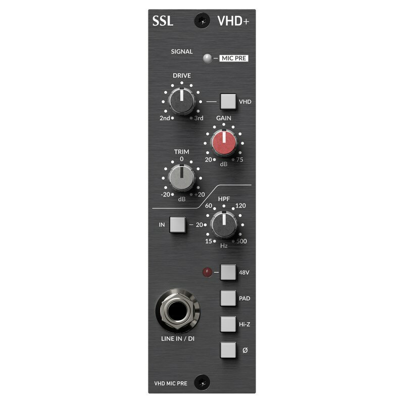 楽器種別：新品アウトボード／エフェクター/SSL(Solid State Logic) 商品一覧＞＞アウトボード／エフェクター【70，000円〜140，000円】 商品一覧＞＞1998年開店 渋谷発・国内最大級DJ機器専門店です！SSL(Solid State Logic) 500 Series VHD Preamp (VPR Alliance)(国内正規品)(お取り寄せ商品) レコーディング アウトボード商品説明★Uniquely versatile mic pre and processor delivers everything from ultra-clean to slightly warmed to heavily distorted recordings.ウルトラクリーンなSSLサウンドそのもの、ほんの少しの温かさから激しく歪んだサウンドまでを自在に産み出せる、レコーディングのためのマイクプリアンプ。 SSLのラージフォーマットコンソール Dualityで培われたユニークで多彩なVHDマイクプリアンプのサウンドを、あらゆるサイズのスタジオで実現できるモジュールです。SSLが特許を持つVHD (バリアブル・ハーモニック・ドライブ）回路は完全なアナログ信号回路で豊かなハーモニックディストーションを発生させます。■Key Features・ レコーディングやプロセッシングに比類ない多様性を提供・ウルトラクリーンなSSL SuperAnaligue グレードのマイクプリアンプ・ On/Off できるVHD回路により2次から3次までの倍音歪みを自在にコントロールして素材に付加・ 15Hzと500Hzを切り替え可能なLFフィルター・ マイクに合わせてインピーダンスを切り替えられるHi-Zスイッチを搭載・ +48Vファンタム電源とステータスLEDを搭載・ラインレベル入力に対応するPadを搭載・ 位相反転スイッチを搭載イケベカテゴリ_レコーディング＆PA機器_アウトボード／エフェクター_SSL(Solid State Logic)_新品 JAN:0878076001562 登録日:2015/05/19 アウトボード