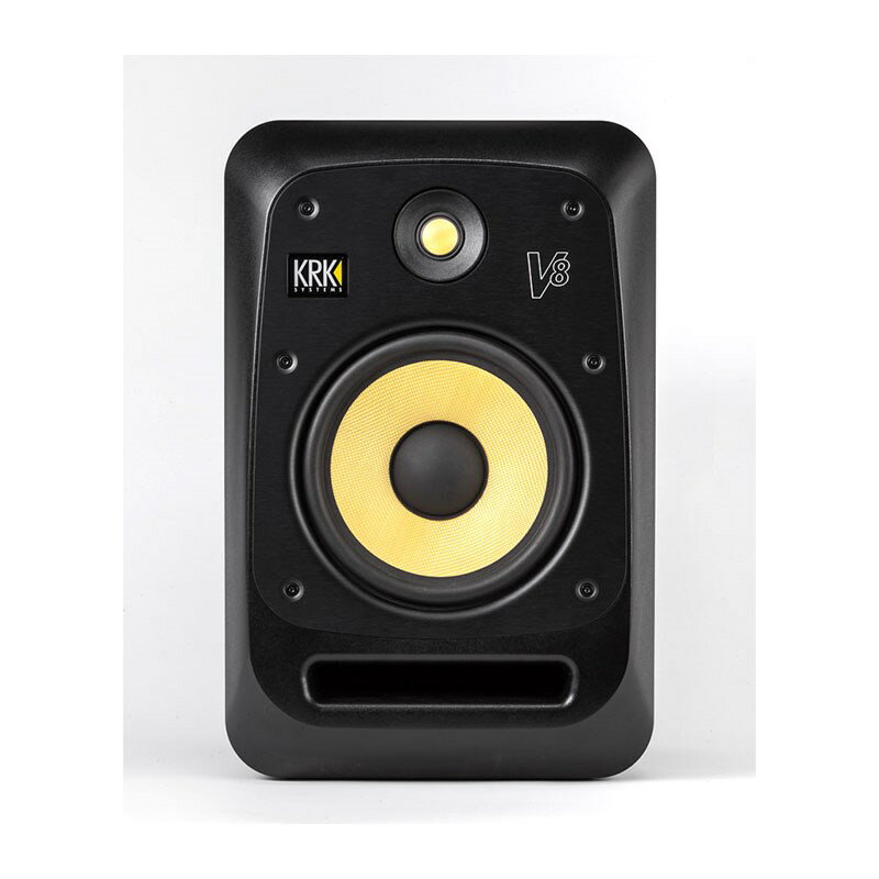 楽器種別：新品レコーディング用モニタースピーカー/KRK 商品一覧＞＞レコーディング用モニタースピーカー【65，000円〜130，000円】 商品一覧＞＞1998年開店 渋谷発・国内最大級DJ機器専門店です！KRK V8 S4(1本) レコーディング モニタースピーカー商品説明・ツイターには、VXTシリーズのシルクドームからウーファー部と同様にケブラー素材のツイーターを新たに採用。・アンプにはトータル230ワットの「ClassD」パワフルなデジタルアンプを搭載。・フロントにはアルミフレームを採用し、余分な振動をコントロールしています、さらに付属のメッシュグリルを取り付けることで安心して現場へ持ち運び出来ます。V series・新たに開発されたウーファーは、軽量化されたユニットと小型でパワフルなアンプが、歪を抑えた伸びやかな低音を再現。　ケブラーRは、防弾チョッキに使われるほどの驚異的な繊維です。　KRKは、さらにこの素材が歪とカラーレーションを引き起こす定在波を分断するのにも最適であることを見出しました。　硬化樹脂が含浸され繊維を密封し、減衰力を強化するポリマーコーティングを施されたケブラーRコーンは、全音域の全ての周波数で、他のどのコーン素材にも勝る連続した指向性パターンを持続します。　その結果、遅延や音のぼやけが抑えられたサウンドとなり、クリーンで精確な低音となります。・音楽は微妙な表現が重要です。シンバルをブラシでなでる、ギターの弦をピックでこする、さらに演奏が行われた部屋の雰囲気さえも音楽に生き生きとした臨場感を与えます。こうした微妙なニュアンスを再現するために、トゥイーターの設計をアップグレードしました。V Series 4 全機種にケブラーRコーントゥイーターを搭載。その結果、驚くほどクリアで美しい高音を実現します。・振動を最小にするには可能な限り剛性の高いコンポーネントが必要です。V series 4 にはキャビネットの振動の影響を受けにくいソリッドアルミニウムバッフルが採用されています。その結果、音のディテールは極めてシャープに再生され、演奏に対するさらに深いレベルの洞察が生まれます。そして、エンジニアがミックス作業をするにあたり、正確かつ幅広いスイートスポットを提供します。・ローコントロール及びハイコントロール機能の49の異なる組み合わせを使用することで、音響特性を補正しより正確なモニタリングが実現できます。・V Series 4 全機種にグリルは付属しております。装着には専用工具が必要となります。SYSTEM SETTINGSA - GROUNDLIFT (1 LIFT / 2 GROUND) - 1番ピンをグラウンドに接続するか、切断するかの切り替えスイッチB - INPUT (1 -10dBV / 2 +4dBu) - 入力感度切り替えスイッチ、-10dBu: 民生機規格、+4dBu: 業務機規格　C - STANDBY (1 ON / 2 OFF) - ON にすると、30分間音声信号が検出されなければスリープモードになります。信号を送ると再起動します。D - LOGO LED (1 ON / 2 OFF) - 前面のKRKロゴのバックライトをオンまたはオフにします。E - LOGO LED DIM (1 BRIGHT / 2 DIM) - オンになっているKRKロゴの明るさを調整できます。KRK V8 Technical SpecificationsConfiguration:2-WaySystem type:Active Studio MonitorLow-Frequency:Woofer， 8 cast aluminum frame， Kevlar cone， ferrite magnetHigh-Frequency:Tweeter， 1， Kevlar dome， ferrite magnetFrequency Response:35Hz - 19kHzFrequency Range:29Hz - 24kHzMax Peak SPL:118 dBSPLPower Output:LF (200 Watts)， HF (30 Watts)， Total (230 Watts)Dimensions (H x W x D):17.13 (435mm) x 11.18 (284mm) x 13.66 (347mm)Weight:31.75 Lbs. (14.4 Kg.)イケベカテゴリ_レコーディング＆PA機器_レコーディング用モニタースピーカー_KRK_新品 JAN:0816654006547 登録日:2023/09/30 モニタースピーカー スタジオモニター