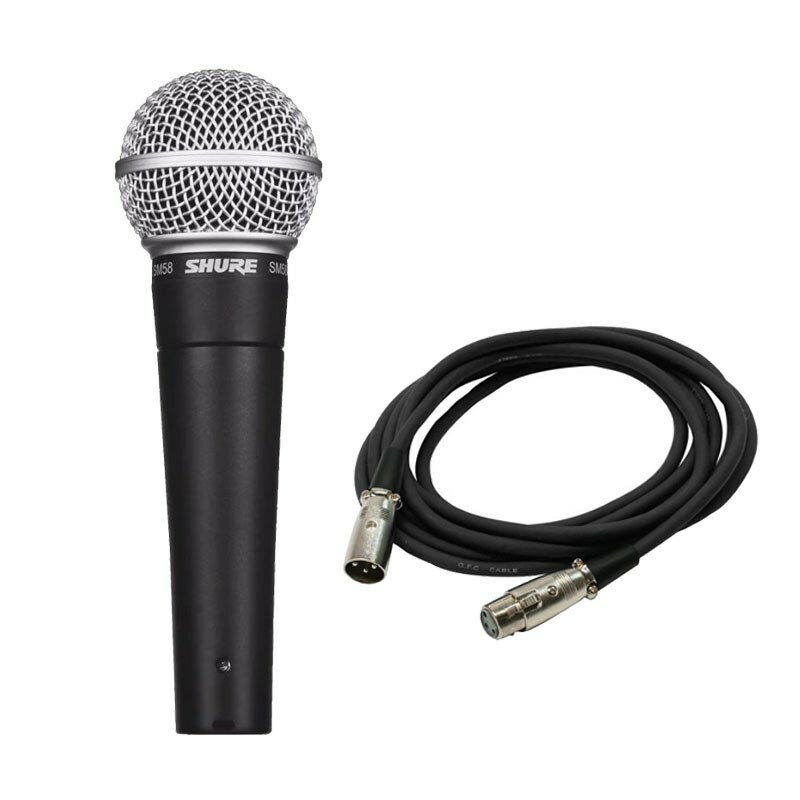 楽器種別：新品ダイナミックマイク/SHURE 商品一覧＞＞ダイナミックマイク【5，000円〜20，000円】 商品一覧＞＞1998年開店 渋谷発・国内最大級DJ機器専門店です！SHURE SM58-LCE+ マイクケーブル（XLRメス-XLRオス / 5.0m）セット レコーディング マイク商品説明■SM58-LCE　マイクケーブルセット※マイクケーブルは在庫状況により同等品に代えさせて頂く場合がございます。■SM58-LCEどこのスタジオにも常設されているダイナミックマイクの大定番！マイクに迷ったらコレを選べば間違いなし！ボーカルの温かさと繊細さを引き出し、磨き抜かれた音質と高い信頼性を誇る、ダイナミック・マイクロホン「SHURE(シュアー）」。バックグラウンドノイズを低減し、ボーカルを際立たせるカーディオイドの指向特性。ハンドリングノイズやポップノイズへの対策も万全です！主な仕様●指向特性：カーディオイド●周波数特性：50Hz〜15，000Hz●インピーダンス：150Ω●開回路感度：-54.5dB re 1V/Pa●コネクタ：XLR3ピン、オス●寸法・重量：φ51×全長165mm、310g●付属品：マイクホルダ、マイクポーチ、3/8→5/8変換ねじ当店販売のSHURE製品は安心の国内正規代理店扱い商品です。長期【2年保証】付き■ケーブル仕様一般的なマイクで使用される三点接続のオスメス端子ケーブルです。・5m XLRオス-XLRメス■カラー・ブラックイケベカテゴリ_レコーディング＆PA機器_ダイナミックマイク_SHURE_新品 登録日:2023/09/30 マイク ダイナミックマイク シュア シュアー