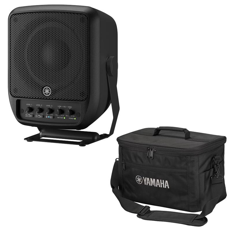 楽器種別：新品YAMAHA/新品 商品一覧＞＞配信機器・ライブ機器【35，000円〜75，000円】 商品一覧＞＞PAスピーカー/パワードスピーカー/YAMAHA 商品一覧＞＞1998年開店 渋谷発・国内最大級DJ機器専門店です！YAMAHA STAGEPAS 100BTR mkII +キャリングケースSET 【リチウムイオンバッテリー内蔵モデル】(ヤマハ) 配信機器・ライブ機器 PAスピーカー商品説明★ポータブルPAスピーカーとキャンリングケースを組み合わせたセット★---■セット内容ポータブルPAスピーカー YAMAHA STAGEPAS100BTR MKII × 1キャリングケース YAMAHA BAG-STP100 × 1100Wパワーアンプ、1.4ボイスコイルのHFと6.5コーンのLFを組み合わせた同軸コンプレッションドライバー、3チャンネルミキサー、内蔵リチウムイオンバッテリー、USBまたはBluetooth経由のオーディオ入出力機能を搭載し、USB Power Delivery（USB PD）に対応したポータブルPAシステムのSTAGEPAS 100MKIIと専用キャリングケースを組み合わせたセットです。---■YAMAHA STAGEPAS100BTR MKII主な特徴◎100WのClass-Dアンプ◎1.4HF＋6.5LFの高品位な同軸コンプレッションドライバー、クロスオーバーにはFIRフィルタを使用◎3チャンネルミキサー （2モノラルマイク/ライン + 1ステレオライン）◎2Band マスターEQを搭載◎Hi-Z入力対応（2chのみ）◎ミックスアウトを装備◎持ち手ハンドル兼用の角度調整式スタンド◎Bluetoothでのオーディオストリーミング に対応◎持ち運びに便利なオプションキャリーバッグ（BAG-STP100/別売り）を用意◎リチウムイオンバッテリー内蔵◎USBまたはBluetooth(R)接続経由のオーディオ入出力機能を搭載◎USB Power Delivery（USB PD）対応【主な仕様】システムタイプ：2way 同軸バイアンプ パワードスピーカー + ミキサー入力端子　INPUT 1： Combo（mic/line）， INPUT 2: Combo（mic/line， Hi-Z）， INPUT 3: Stereo Mini x1（line）デジタル入出力　USB Type-C×1（入力2、出力2、USB Audio Class 2.0対応、サンプリング周波数：最大48 kHz、ビット深度：16-bit）出力端子　OUTPUT: XLR3-32（INPUT 1-3 mix）Bluetooth(R)オーディオ：Ver.5.0， A2DP/HEP（SBC， AAC， CVSD， mSBC）， Class 1形式：同軸コンプレッションドライバー再生周波数帯域（-10dB）：70Hzから20kHz公称指向角度（水平x垂直）：H90゜ x V90゜クロスオーバー周波数：1.8kHz（FIR-X）最大出力音圧（実測値， 1m）：120dB SPLコンポーネントLF：6.5コーン， 1.7ボイスコイルコンポーネントHF：1コンプレッションドライバー， 1.4ボイスコイルアンプ駆動方式：Class-D定格出力　ダイナミック：100W（LF: 93W， HF: 7W）冷却方式：自然対流（冷却ファンなし）消費電力：10W（Idle）， 30W（1/8出力）， 50W（定格）電源電圧：USB Power Delivery 60W（20 V/3 A）から100 W（20 V/5 A）バッテリー　電池タイプ：充電式リチウムイオンバッテリーパックバッテリー　容量：60Whバッテリー　駆動時間：6時間（最大）， 5時間（連続1/16出力時）バッテリー　充電時間：約2.5時間吊金具用ポイント：3/8 深さ12mm x1（3/8 x 9〜11mmネジ用）寸法（W × H × D）：239 x 310 x 215mm（ハンドルおよびゴム足含む）質量：5.5kg同梱品：＊充電用USB電源アダプターおよびUSB Type-Cケーブルは別売です。■YAMAHA BAG-STP100主な特徴カラー：ブラック外寸（W x H x D）: 370 x 240 x 240 mm重量：1.1kg※商品画像内の機材は付属いたしません。※ケースの仕様は予告なく変更される場合がございます。■キャリングケースの初期不良について製造工程で細かなキズやヘコミ、よごれ、ほつれが残る場合がございます。また、ケース内クッションのマジックテープに剥がれが生じる場合がございます。これらの点は「商品の仕様」とご容赦願います。「使用上問題」のあるもの、のみ初期不良品とさせて頂きます。※店頭、または通信販売にて売却後、敏速な削除は心掛けておりますが、web上から削除をする際どうしてもタイムラグが発生してしまいます。万が一商品が売切れてしまう場合もございますので予めご了承ください。イケベカテゴリ_配信機器・ライブ機器_PAスピーカー_パワードスピーカー_YAMAHA_新品 SW_YAMAHA_新品 JAN:4957812715102 登録日:2026/01/13 PAスピーカー サウンドシステム ヤマハ やまは
