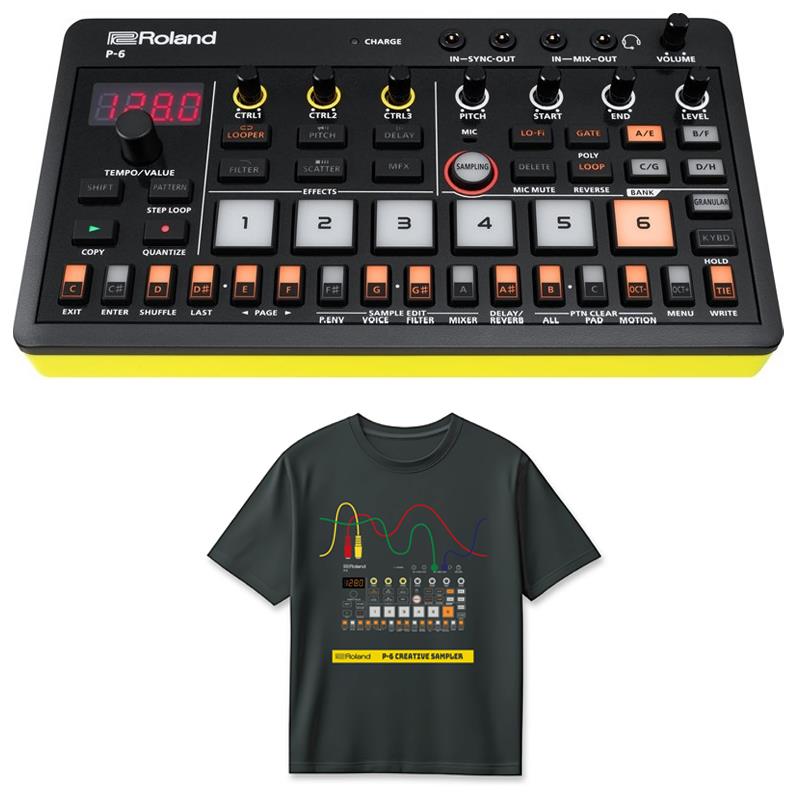 Roland (Tシャツセット)P-6 Creative Sampler AIRA COMPACT & P-6 T-Shirts DesignA M (RT/P-6AM) セット (ポケットサイズ・サンプラー)(アイラコンパクト)(ローランド) DJ機器 DJ用サンプラー・シンセ