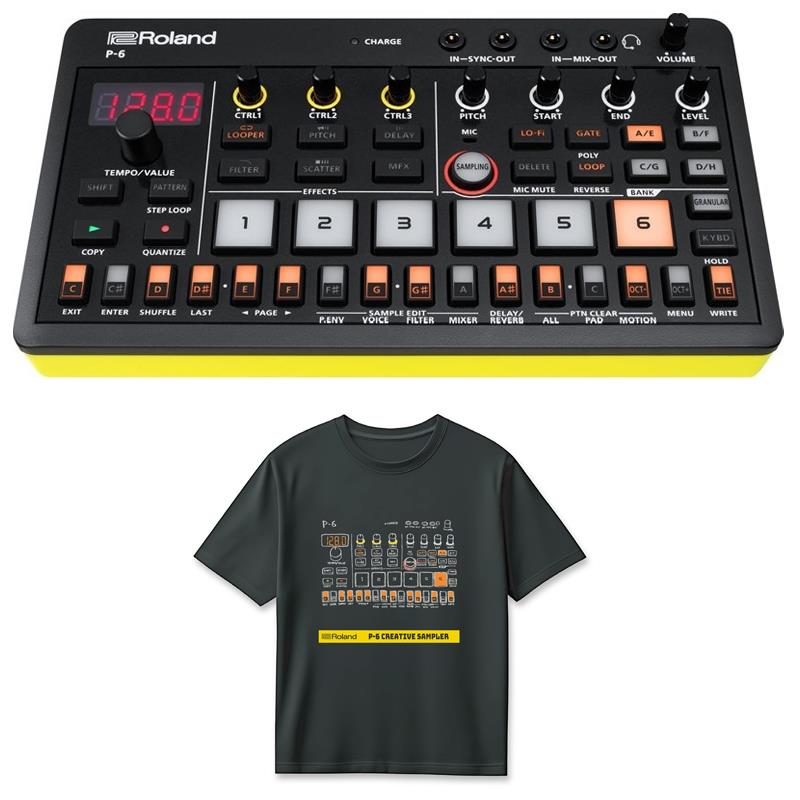 Roland (Tシャツセット)P-6 Creative Sampler AIRA COMPACT & P-6 T-Shirts DesignB 2XL (RT/P-6B2XL) セット (ポケットサイズ・サンプラー)(アイラコンパクト)(ローランド) DJ機器 DJ用サンプラー・シンセ