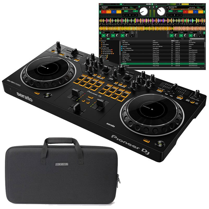 楽器種別：新品デジタルDJ/Pioneer DJ 商品一覧＞＞デジタルDJ【30，000円〜60，000円】 商品一覧＞＞1998年開店 渋谷発・国内最大級DJ機器専門店です！Pioneer DJ DDJ-REV1 + キャリングケースCTRL-CASE セット 【Serato DJ Lite対応DJコントローラー】【無償ダウンロード版Serato DJ Lite対応】 DJ機器 DJコントローラー商品説明★Serato DJ Lite対応のスクラッチスタイル2chDJコントローラーの入門モデルと持ち運び用のキャリングケースを組み合わせたセット！★---DJ初心者でも簡単にDJ練習が楽しめるDJコントローラーDDJ-REV1と、DDJ-REV1を持ち運ぶ際に便利なキャリングケースを組み合わせたセットです。セットのキャリングケースCTRL-CASE DDJ-REV1は非常に軽量で扱いやすいモデルのため、イベントやパーティーの際、気軽にDDJ-REV1を持ち運ぶことができます。※セット品のキャリングケースの仕様やモデルなどは予告無く変更させていただく場合がございます。あらかじめご了承ください。---【セット内容】DJコントローラー Pioneer DJ DDJ-REV1キャリングケース MAGMA CTRL-CASE DDJ-REV1●DJコントローラーDDJ-REV1はプロフェッショナル仕様のレイアウトで、バトルDJのような本格的なスクラッチやクイックミックスを楽しむことができます。TEMPO SLIDERは縦置きしたターンテーブルと同じようにデッキ上部に水平に配置、ミキサー部にはPERFORMANCE PADSとLEVER FXを搭載しています。■主な特徴・スクラッチとクイックミックスに最適なレイアウトDJコントローラーとしては初めて、TEMPO SLIDERがデッキ上部に水平に配置されました。またPERFORMANCE PADSとLEVER FXがミキサー部に搭載され、エフェクトやSAMPLER、スクラッチやクイックミックスの操作が容易になりました。・LEVER FXの搭載ミキサーセクションにLEVER FXが搭載され、レバーのオン/オフ操作だけで直感的かつダイナミックにSerato DJ Liteのエフェクトを加えることができます。・本格的なスクラッチ演奏を手助けする、TRACKING SCRATCH機能TRACKING SCRATCH機能を使用することで、スクラッチの経験があまりなくても、手軽に本格的なスクラッチを楽しむことができます。スクラッチの頭出しの位置にHOT CUEを設定することで、ジョグの折り返し動作時やジョグから手を離した瞬間に自動的にスクラッチの頭出しの位置に楽曲が戻るため、頭出しの位置の心配をすることなくスクラッチが楽しめます。・主な仕様対応ソフトウエア：Serato DJ Lite、Serato DJ Pro（有償）システム要件：Serato DJ Lite、Serato DJ Proの最新の動作環境はメーカーサイトにてご確認の上、お求め下さい。入力端子：1 MIC (1/4 inch TS Jack)出力端子：1 MASTER (RCA)、1 PHONES (3.5-mm stereo mini jack)電源：USB Type-B bus poweredUSB：1 USB B端子本体サイズ：幅526mm、高さ59.2mm、奥行き255.5mm本体質量：2.1 kg付属品：USBケーブル（A-Bタイプ）、クイックスタートガイド●キャリングケースMAGMA CTRL CASE DDJ-REV1は、DJコントローラー Pioneer DJ DDJ-REV1をコンパクトに持ち運ぶことができるケースです。ケースは軽量なDurashockモールドEVAフォームと撥水ポリエステルの外装で作られています。蓋は高密度エッグクレートフォームで覆われ、ディスプレイ、ジョグホイール、コントロール部を保護します。【主な仕様】カラー：ブラック外寸：56 x 30 x 9 cm内寸：53 x 26，5 x 7 cm重量：1.2 kg・初心者の方がDJをスタートさせるのに最適な価格と性能のバランスがとれた持ち運びケース付属セットとなっています。とりあえずPC内の音楽を活用してDJを始める方におすすめのセットです！※DJソフトウェアの最新動作環境はメーカーサイトもしくはメーカーサポートにてご確認の上、お求め下さい。※DJソフトウェアをご使用いただくにはインストーラのダウンロード時、およびオーサライズ時におきましてインターネット接続環境が必要です。DJソフトウェアおよびコントローラー本体の仕様・動作環境、および価格は、予告無く変更となる場合があります。※店頭、または通信販売にて売却後、敏速な削除は心掛けておりますが、web上から削除をする際どうしてもタイムラグが発生してしまいます。万が一商品が売切れてしまう場合もございますので予めご了承ください。イケベカテゴリ_DJ機器_デジタルDJ_Pioneer DJ_新品 JAN:4573201242440 登録日:2023/05/31 デジタルDJ PCDJ DJコントローラー パイオニア パイオニアDJ