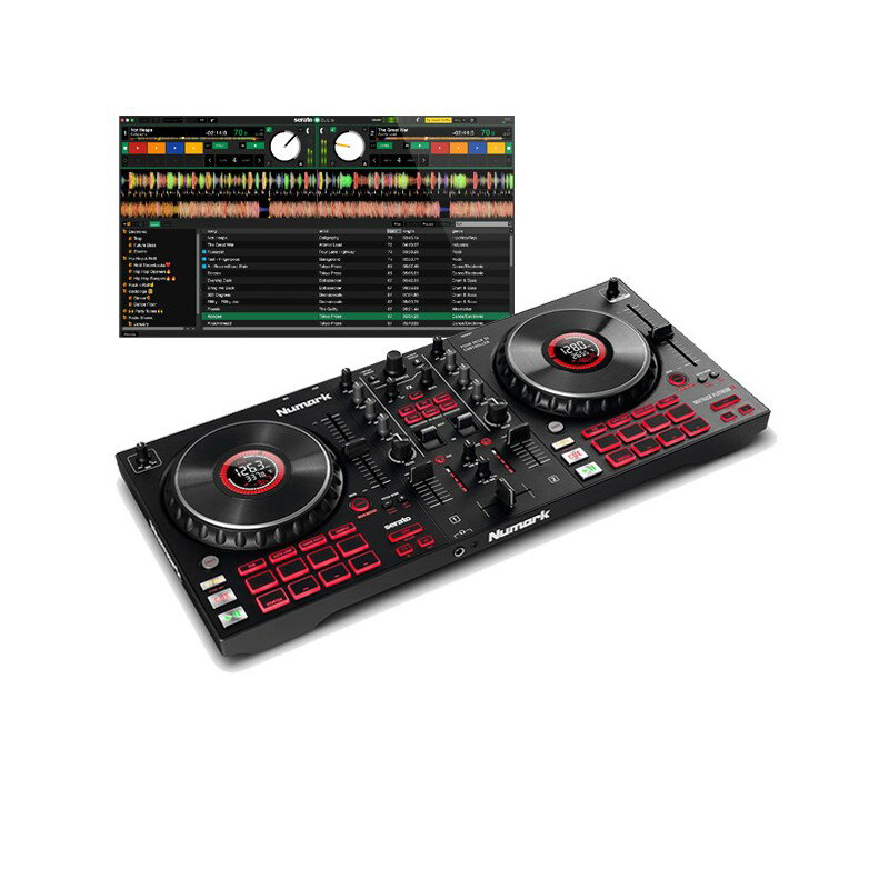 楽器種別：新品デジタルDJ/Numark 商品一覧＞＞デジタルDJ【20，000円〜45，000円】 商品一覧＞＞1998年開店 渋谷発・国内最大級DJ機器専門店です！Numark MIXTRACK PLATINUM FX 【Serato DJ Lite対応DJコントローラー】 DJ機器 DJコントローラー商品説明※本製品にはメーカー保証書が付属しておりません。ご購入時のレシート、納品書またはご注文履歴を大切に保管くださいませ。-----★4デッキタイプのDJコントローラーMixtrack Platinum FXMixtrack Platinum FXはエフェクトボタン、大型6インチ・タッチキャパシティブ・ジョグホイール、16個のパフォーマンス・パッドを搭載したプロフェッショナル機能を手軽に扱えるDJコントローラーです。■Mixtrack Platinum FX・4デッキDJコントローラーMixtrack Platinum FXはジョグホイール・ディスプレイとエフェクト・パドルを搭載、パフォーマンス用の主要機能を手軽に扱うことができます。大型6インチ・ジョグホイール、高音質24ビット・デジタル・サウンドカード、トランジションを容易にする6つのソフトウェア・エフェクト・ボタン、16個のホットキュー/オートループ/フェーダーカット/サンプリング用パフォーマンス・パッドを装備。DJが必要とする機能を網羅しています。・扱いやすいエフェクト・セクションはトランジションをよりスムーズにします。かつては高価格帯のコントローラーのみが装備していたデュアル・パドル・トリガーを採用。DRY/WETおよびBEATノブでエフェクトの調整が可能に。Mixtrack Platinum FXは以下6種類のソフトウェア・エフェクトに直接アクセス可能です・エコー・リバーブ・フランジャー・フェイザー・HPF (ハイパス・フィルター)・LPF (ローパス・フィルター)■大型6インチ・ジョグホイール堅牢に設計された6インチ・タッチ・キャパシティブ・ジョグホイールはスクラッチ及びキューの頭出しをより正確にコンロールすることができ、側面の溝でミックスの微調整も思い通りに行なうことができます。ジョグホイールの中央には、明るい高解像度ディスプレイが装備されており、以下の情報を表示することが可能です。・BPM・プラッター・ポジション・残り時間・ピッチ・アジャスト及びスピード・ポジション■4デッキ仕様Mixtrack Platinum FXは4デッキにアクセス可能であり、リミックスやマッシュアップをその場で作成できます。デッキ選択ボタンをタップするだけでデッキ3と4にアクセスすることができます。■ストリーミング・サービス対応自身のライブラリーを使い果たしても、フロアが止まることはもうありません。両モデルともにSerato DJ Liteが付属しTIDAL及びSoundCloudに対応。膨大な楽曲をストリーミングで使用できます。より多機能なSerato DJ Proへのアップグレードも可能です。※2020年6月現在TIDAL及びSoundCloudのストリーミングサービスは日本国内でサービス提供はされておりません。■Mixtrack Platinum FXの主な特徴・4デッキDJコントローラー・6種類の即座に起動するエフェクトと2基のトリガー・パドル・カラーディスプレイ搭載大型6インチ高解像度タッチキャパシティブ・ジョグホイール・専用インスタントループ・フル3バンドEQとオーディオ・スイープ用フィルター・ノブ・キュー/ループ/フェーダーカット/サンプルにアクセス可能な16個のパフォーマンス・パッド・24ビット・オーディオ出力・マイク入力及びヘッドホン出力・Serato DJ Lite無償ダウンロード版対応■主な仕様出力：1 RCA stereo pair（メイン出力）、1 1/4 (6.35 mm) TRS 1 1/8 (3.5 mm) TRS（ヘッドホンアウト）入力：1 1/4 (6.35 mm) TS（マイク入力）電源：USBバスパワー本体サイズ：W53.6 x D24.6 x H5.1 cm、2.4 kg※DJソフトウェアの最新動作環境はメーカーサイトもしくはメーカーサポートにてご確認の上、お求め下さい。※DJソフトウェアをご使用いただくにはインストーラのダウンロード時におきましてインターネット接続環境が必要です。DJソフトウェアおよびコントローラー本体の仕様・動作環境、および価格は、予告無く変更となる場合があります。※店頭、または通信販売にて売却後、敏速な削除は心掛けておりますが、web上から削除をする際どうしてもタイムラグが発生してしまいます。万が一商品が売切れてしまう場合もございますので予めご了承ください。イケベカテゴリ_DJ機器_デジタルDJ_Numark_新品 JAN:0676762191913 登録日:2022/12/16 デジタルDJ PCDJ DJコントローラー ヌマーク ニューマーク