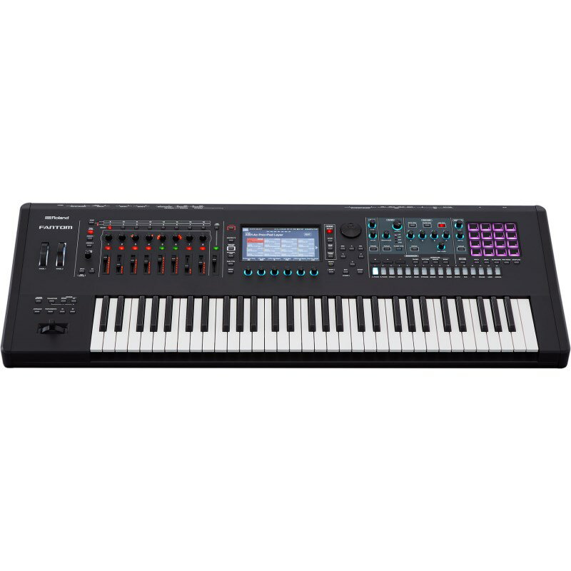 楽器種別：新品シンセサイザー/Roland 商品一覧＞＞シンセサイザー【205，000円〜390，000円】 商品一覧＞＞1998年開店 渋谷発・国内最大級DJ機器専門店です！Roland 【デジタル楽器特価祭り】FANTOM-6 MUSIC WORKSTATION【生産完了・1台限定超特価！】 シンセサイザー・電子楽器 シンセサイザー商品説明★生産完了1台限定超特価！アップグレードすれば新製品の「FANTOM-EX」と同様となります。お買い得にRoland最上位モデルを手に入れられるラストチャンス！1台限定の為、完売の際はご容赦ください。お見逃し無く！※沖縄・離島へのご配送につきましては、別途送料お見積もりとなります。お気軽にお問い合わせ下さい。ライブパフォーマンス、楽曲制作、外部コントロールのバランスに優れた新世代シンセサイザーRoland FANTOM は、ライブパフォーマンス、楽曲制作、外部コントロールの機能を極めて高いクオリティとバランスで実現した新世代シンセサイザーです。難しいモードや技術的な限界によるフラストレーションを排除し、スムーズで迅速なワークフローを実現しました。パワフルなサウンド・エンジンは、ローランド最高峰のシンセ・サウンドとアコースティック・サウンドを奏でるだけでなく、これらを深く組み合わせ、コントロールし、音を形づくります。新規開発したキーボード鍵盤や、最上級のピアノ鍵盤に加えて、効率的なUI を持つハードウェアは、プレイヤーが思いつくまま、アクセス＆コントロールが可能に。FANTOM は今日のプレイヤーのスタイルに寄り添い、迅速な制作と豊かな表現力を高いプレイアビリティをもって実現します。Less learning， more creative曲作りに意欲的な時に、意欲をそがれたくはありません。FANTOM では従来の様な、モードの概念を排除しました。音色やパターン、シーケンスといったレイアウトは全てSCENE と呼ばれるスペースで管理されます。SCENE は16 パートの楽器を持ち、外部コントロールの設定、パターンによる曲の管理も全てSCENE で管理されます。曲の制作時や呼び出し時に音色のアサインを気にしたりする必要はなくSCENE を呼びだすだけで完結。更に16 パートすべてのエフェクトに対応したREMAIN を実現。SCENE 間の切り替え時も音が途切れることはありません。まさにシンセ2 台分のパワーを1 台に備えたFANTOM を使えば、ストレスなく演奏に集中できるのです。1 つのSCENE には16 のZONE があり、それぞれに音色をアサインできます。ZONE ではレベルやEQ、PAN、SPRIT による鍵盤域の割り当てや各種ペダルの設定を割り当てます。画面左に配置されたZONE セクションでは、これらを直感的に、演奏しながらコントロールすることができます。演奏しながら音色を切り替えたり、徐々に音色を加えていったりすることもシンプルに行えます。1. 従来のモード・オペレーションを排除。思ったところへいつでもアクセスできるSCENEストラクチャーでスピード重視のワークフローを実現。2. 高解像度Virtual Analog/PCMを兼ね備える最新音源「ZEN-Core」を搭載。3．フル・ポリフォニーを実現するピアノ専用音源「V-Pianoテクノロジー」を搭載。4. 1，024段階の高解像度動作に対応したシンセサイザー・セクションやタッチ・ディスプレイからパラメータを直接コントロール。5. 独特の温かみのあるサウンドをもたらすステレオAnalog Filter。6. 88鍵盤モデルには定評のあるハイブリッド構造のピアノタッチ鍵盤を、61鍵盤、76鍵盤モデルには新規開発のハイエンド・セミウェイテッド鍵盤を採用し、プレイアビリティを向上。7. パターンベースでサウンドをスケッチしクリップライクに扱えるパターン・シーケンス。8. Apple社「Logic Pro X」「Mainstage」とのインテグレーションを強化。ソフトウェアとハードウェアをシームレスにプレイし、FANTOM本体でコントロール可能に。●電源AC100V（50 ／60Hz）●消費電力50W●外形寸法FANTOM-6：1，084（幅）× 403（奥行き）×106（高さ）mmFANTOM-7：1，296（幅）× 403（奥行き）×106（高さ）mmFANTOM-8：1，432（幅）× 439（奥行き）×153（高さ）mm●質量FANTOM-6：15.3kgFANTOM-7：17.7kgFANTOM-8：27.7kgイケベカテゴリ_キーボード_シンセサイザー_Roland_新品 JAN:4957054512132 登録日:2019/09/02 シンセサイザー シンセ Synth ローランド ろーらんど