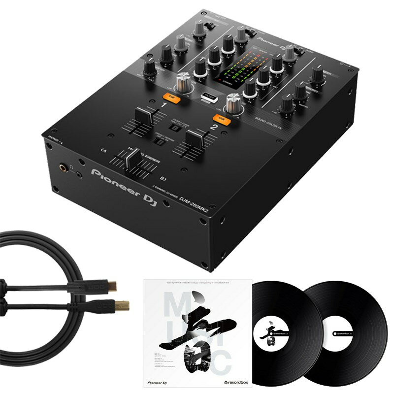 あす楽 Pioneer DJ DJM-250MK2 + コントロールヴァイナルRB-VD2-K + UDG製 USBタイプC-BケーブルSET  DJ機器 DJミキサー