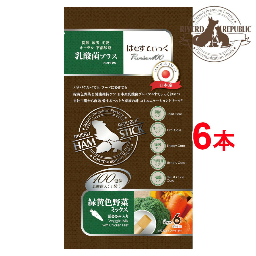 楽天RIVERD REPUBLIC【直送便】小動物 おやつ はむすてぃっく 乳酸菌プラス Premium100 緑黄色野菜ミックス 6本入 日本産【国産/ペットフード】