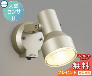 Rakuten - エクステリア 屋外 照明 ライトコイズミスポットライト AU45241L センサーあり ウォームシルバー 人感センサー タイマー付ON-OFFタイプ 電球色 スポットライト