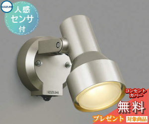 Rakuten - エクステリア 屋外 照明 ライトコイズミスポットライト AU40624L センサーあり ウォームシルバー 人感センサー タイマー付ON-OFFタイプ 電球色 スポットライト