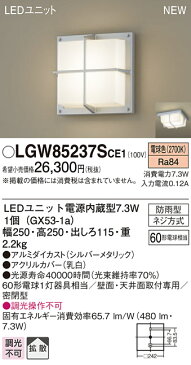 無料プレゼント対象商品!エクステリア 屋外 照明 ライト パナソニック（Panasonic) 【ポーチライト LGW85237SCE1 シルバーメタリック 電球色】 天井直付型・壁直付型　LED（電球色）拡散タイプ・密閉型　防雨型　白熱電球60形1灯