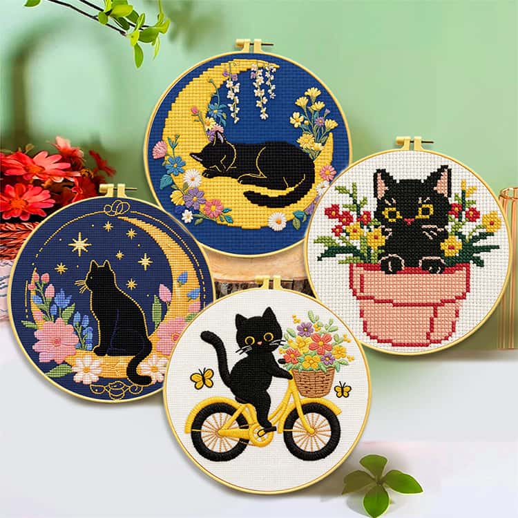 猫 ししゅうキット 送料無料 初心者セット 手作り 刺繡キット セット 初心者向け ...