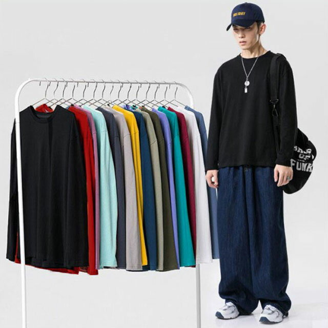 Rakuten - クルーネック tシャツ 丸首 メンズTシャツ Uネック ロンt 無地 2点セット ロングtシャツ ストレッチ 透けない カットソー インナー 厚手 長袖tシャツ 長袖 コットン 綿 春夏秋冬 トップス ヒートテック メンズ ルームウェア